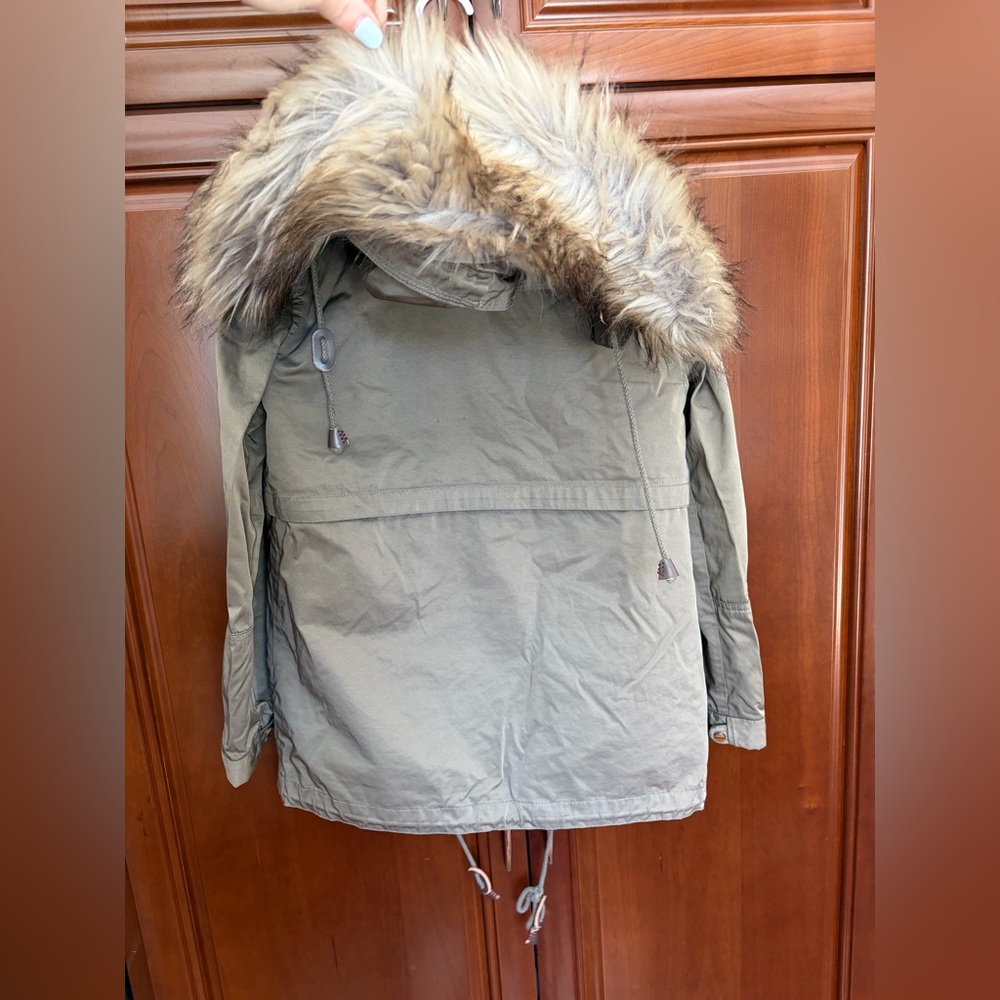 Zara Cotton Jacket & Vest removable with Faux Fur Trim Hood - Picture 5 of 10